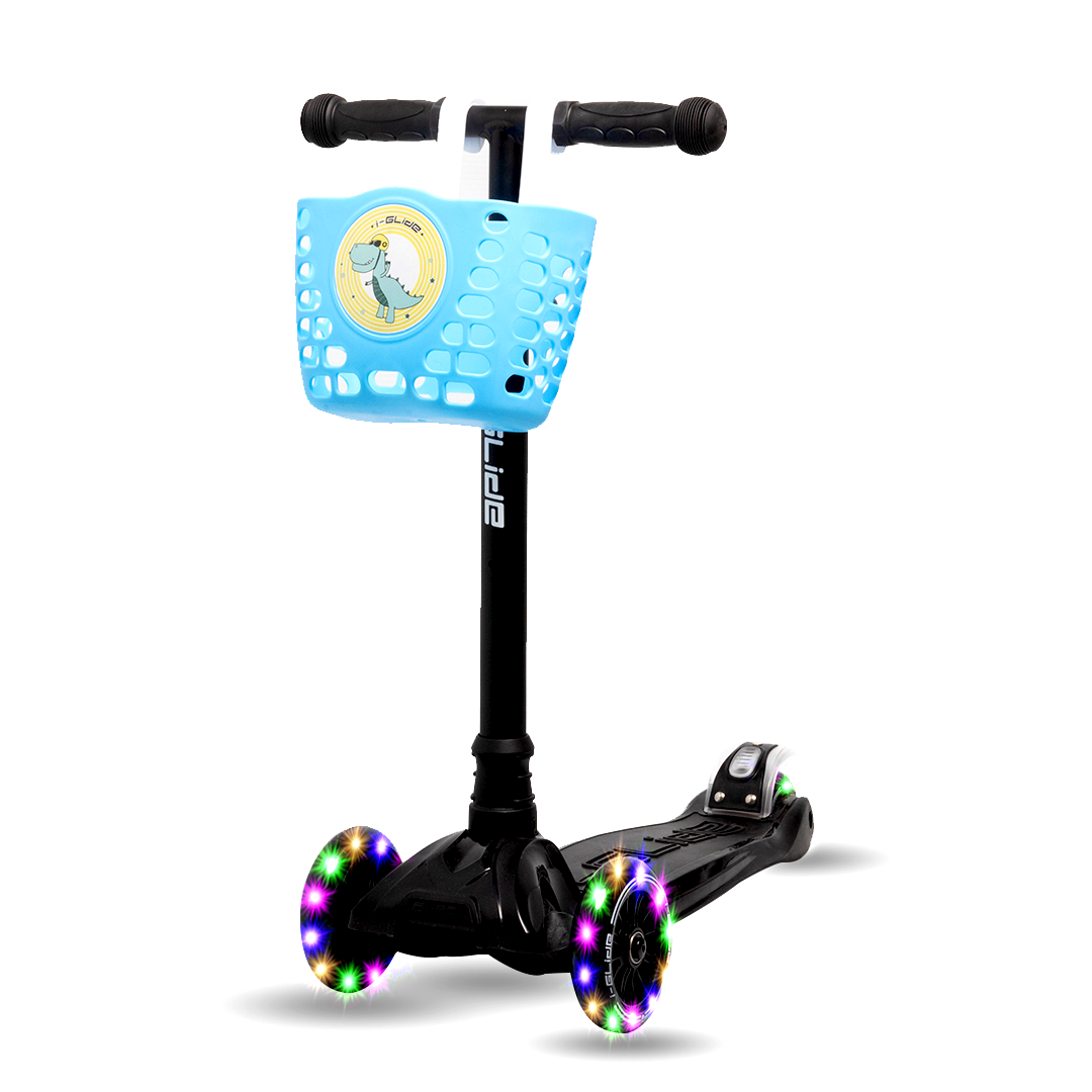 I-GLIDE 3 Wheel Kids Scooter with Basket - Black