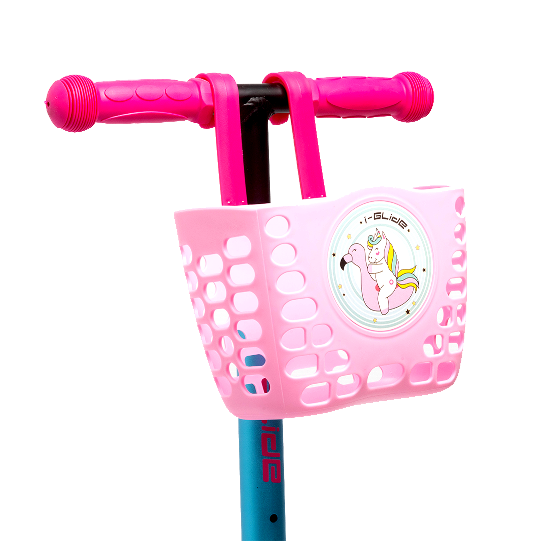 I-GLIDE 3 Wheel Kids Scooter with Basket - Pink/Aqua