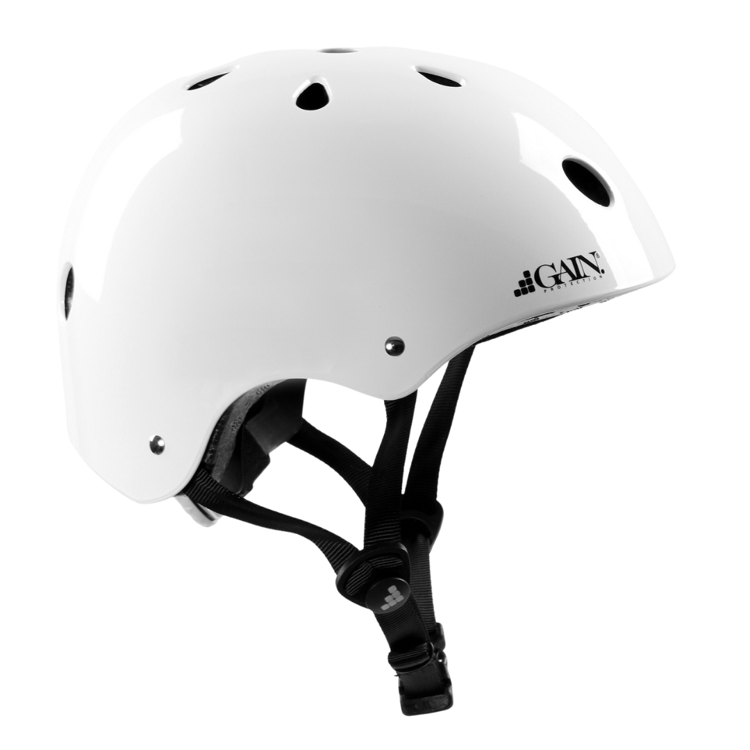 GAIN PROTECTION Kids Helmet with size adjuster dial Gloss White ...