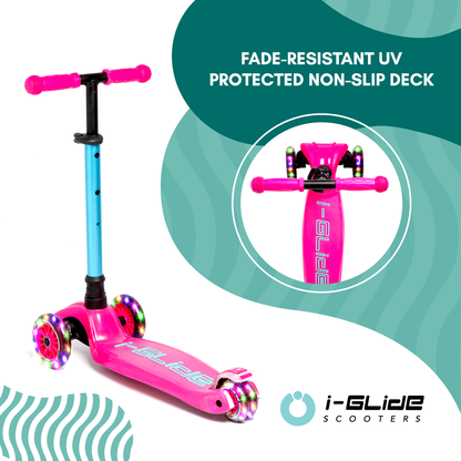 I-GLIDE 3 Wheel Kids Scooter with Basket - Pink/Aqua